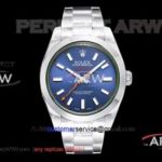 ARF Rolex Milgauss 40MM Swiss 2836 Watches - Stainless Steel Bracelet Blue Dial Green Crystal